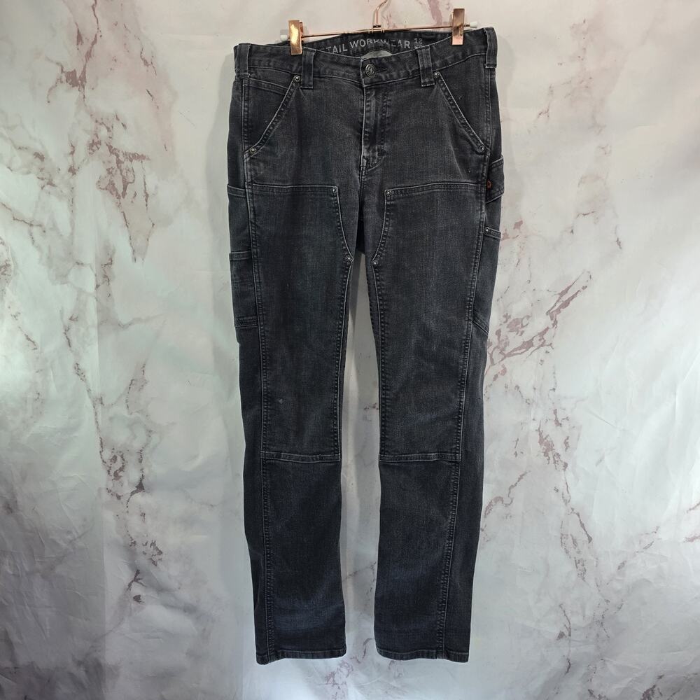 Dovetail Workwear Jeans Womens 12 32 Gray Maven Slim Double Knee Denim